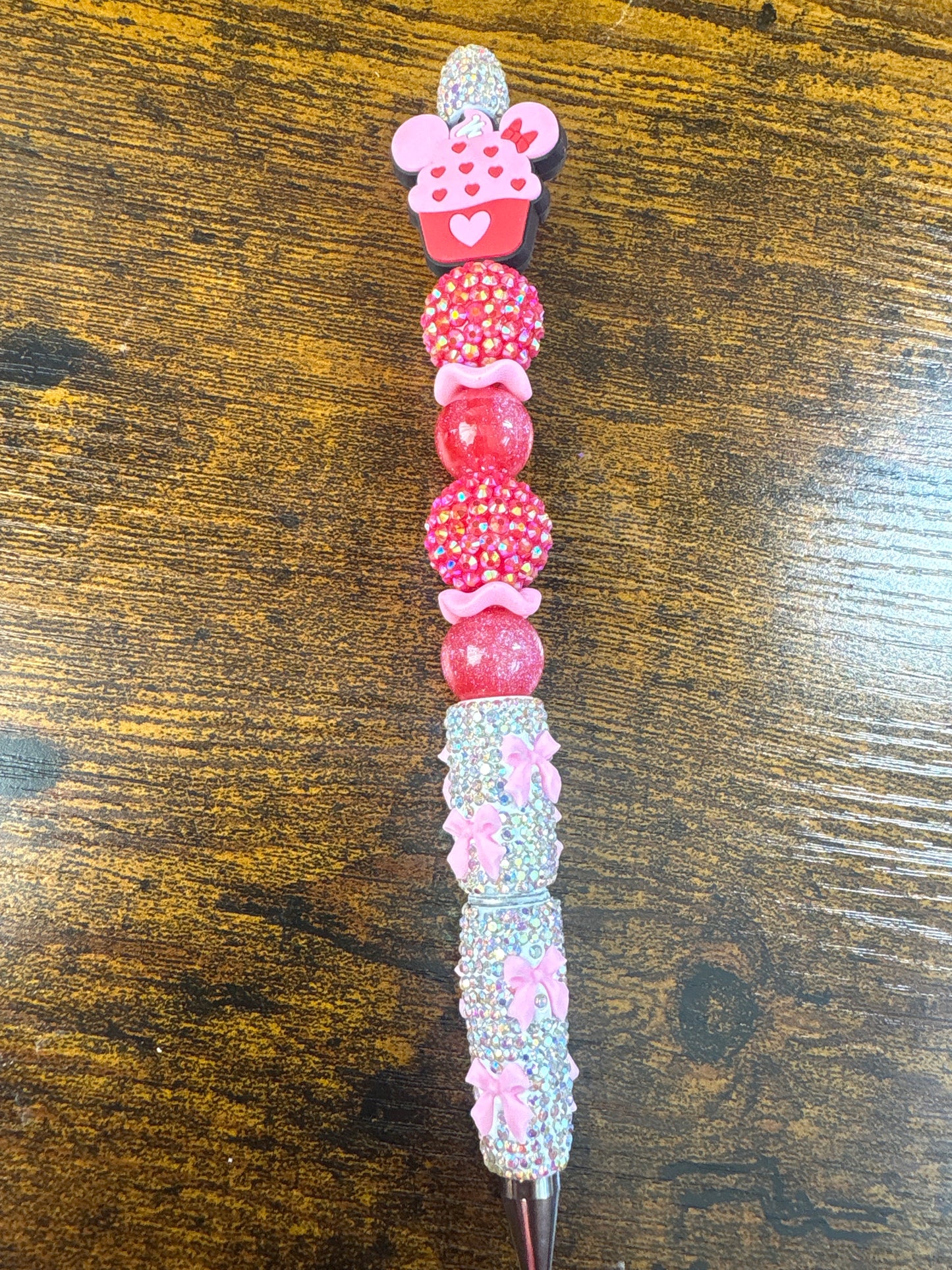 Pink Bow Pen w/ Cupcake