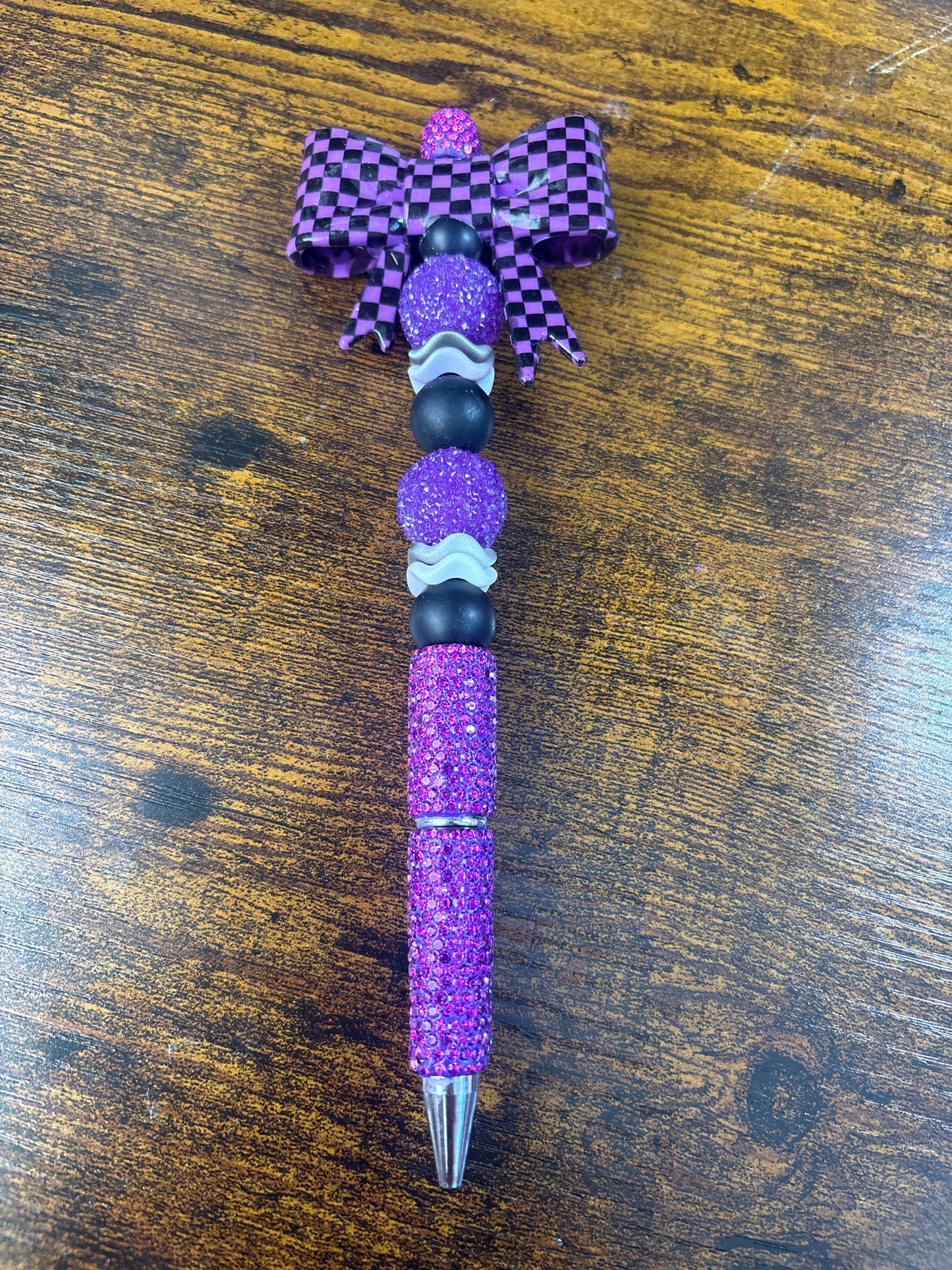 Purple Checkered Bow