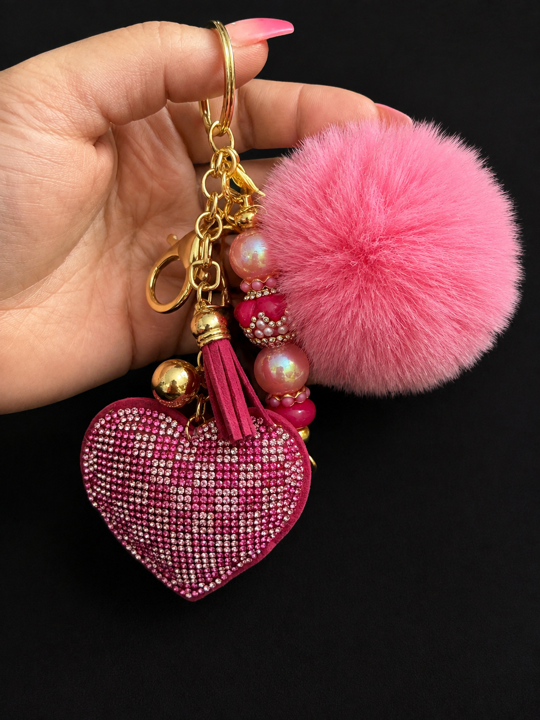 Checkered Heart Keychain