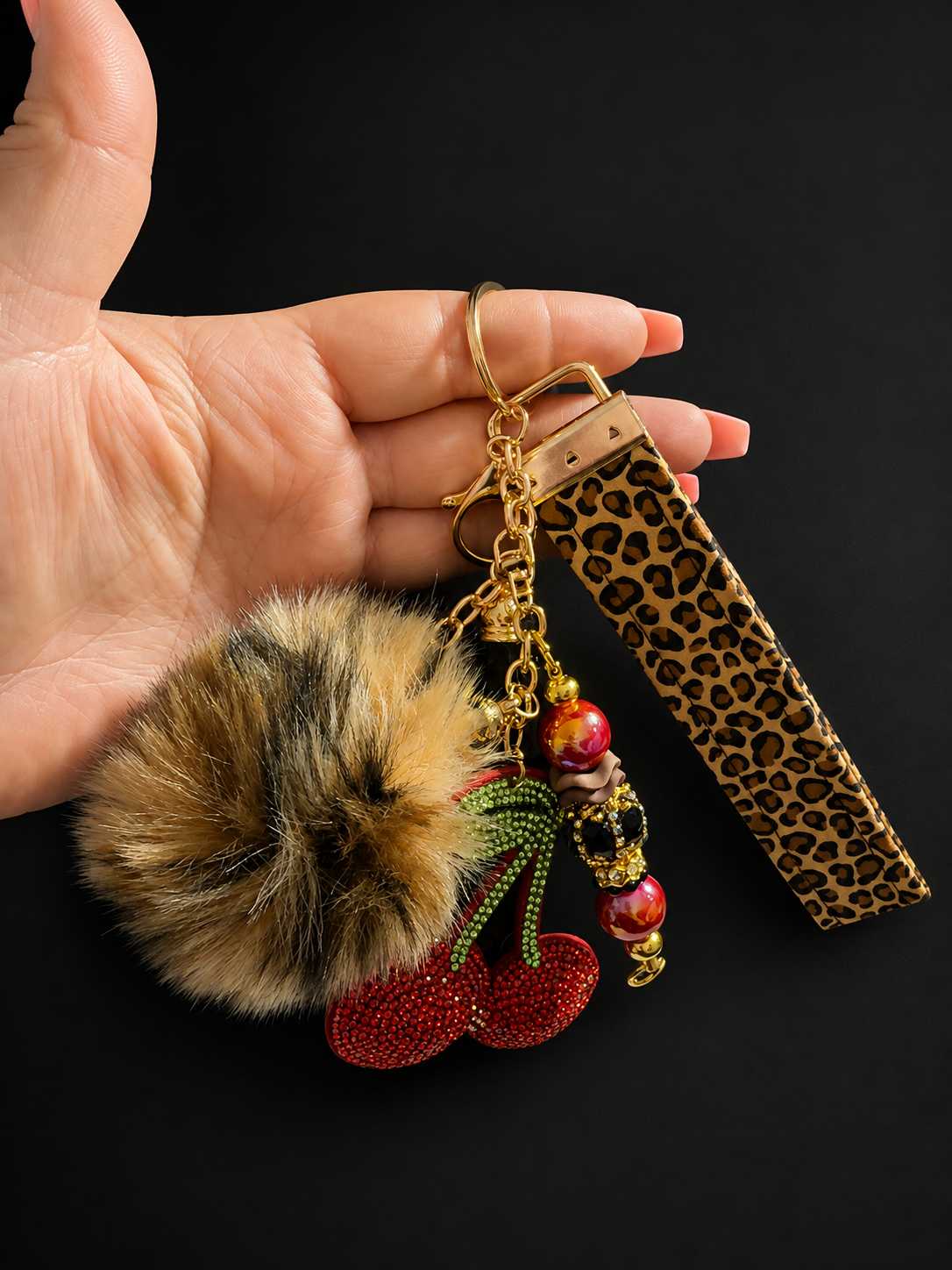 Leopard Cherry Keychain
